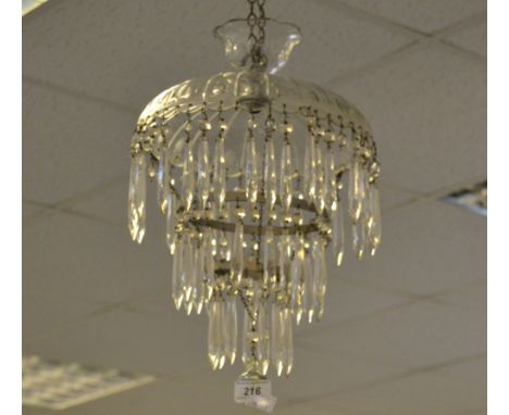 An Edwardian cut glass three-tier chandelier, c.1910