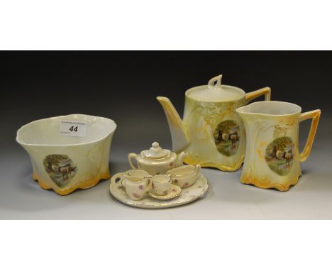 A late 19th Century Art Nouveau 3 piece tea service c.1895; a miniature child's tea service (2)