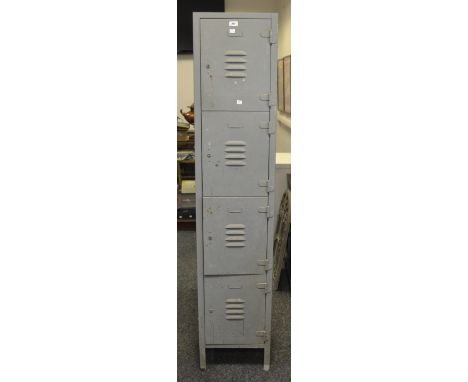 Architectural Salvage - a four section School locker, 183cm x 38cm x 38cm