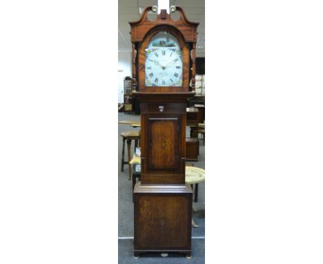 A George IV oak and mahogany long case clock, manufactured by George Stacey, Worksop, thirty-hour twin-train movement strikin