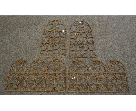 Architectural Salvage - Italian wrought iron wall hanging planters, pierced scroll backs (3)