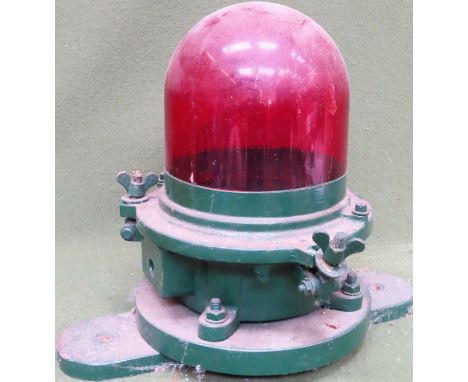 Large painted red warning light. Approx. 35cms H x 25cms W used and unchecked