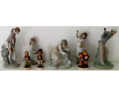 Parcel of various Lladro, Nao and Hummel figures All in used condition, some with damage