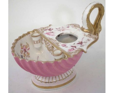 English porcelain inkwell painted in the manner of Thomas Pardoe, early 19th century. Condition report: see terms and conditi