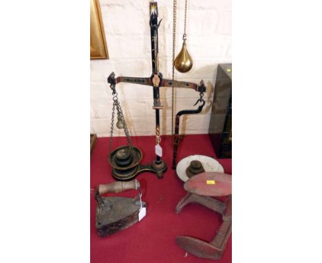 Set of Webb. & Co. (Birmingham) scales, last and flat iron. Condition report: see terms and conditions.