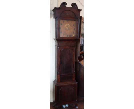 Oak and crossbanded 8-day longcase clock. Condition report: see terms and conditions.