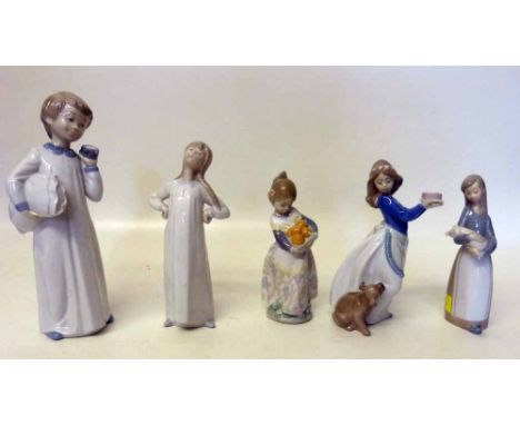 Three LLadro Figures of Children also two NAO Figures Condition report: see terms and conditions.