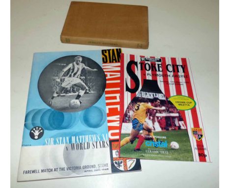 Autographed Stanley Matthews Book 'Feet First' Stoke City Programme signed by Stan and testimonial prgramme (1965). Condition