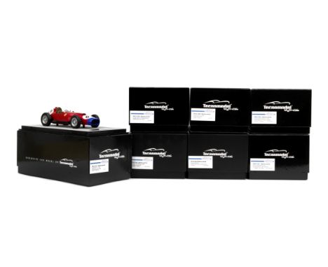 Seven boxed 1:18 scale Ferrari models by Tecnomodel from the Mythos series, Italian,comprising TM18-46A 750 Monza 1955, Le Ma