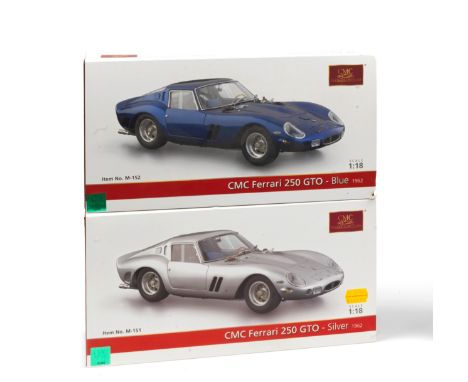 Two boxed 1:18 scale 1962 Ferrari 250 GTO models, by CMC Models of Germany,hand-built finely detailed mainly metal models, co