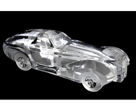 A Bugatti Coupé Riviera glass desk-piece designed by Xavier Froissart for Cristal Daum of France,engraved 'Daum France' to le
