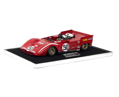 A 1:12 scale model of Mario Andretti's 1971 Can-Am Watkins Glen Ferrari 712, by Midland Racing Models,resin body, finely deta