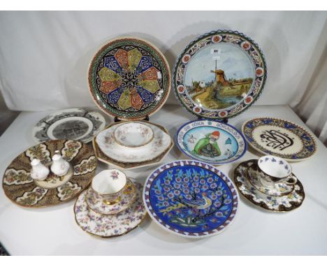 A collection of ceramic tableware to include two sets of Royal Albert trios, Paragon tableware, Delft charger and various oth