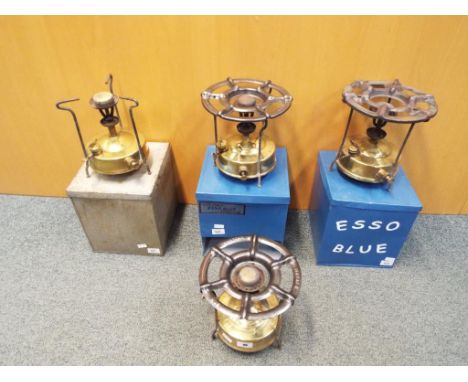 4 vintage paraffin stoves, 3 contained in metal cases, 1 marked "Buflam Pressure Stove No2" (4)