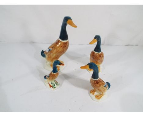 Beswick Pottery - 4 ceramic models of mallard ducks by Beswick Pottery, the largest of which is approximately 18 cm (h) (4)