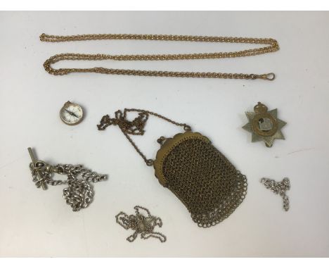 Collectables - Compass, Chain Bag, Watch Chain and  Devon Regiment Badge 