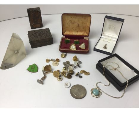 Cuff Links, Pendants, Geode, Stamp and Trinket Box etc 