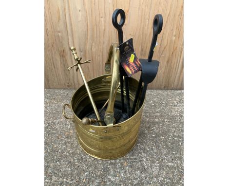 Coal Bucket and Fire Tools 