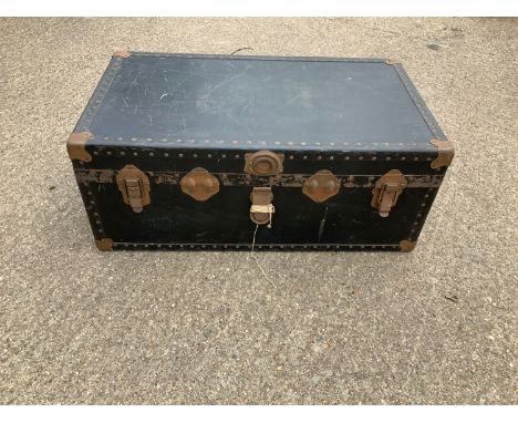Metal Bound Trunk and Contents - Curtains 