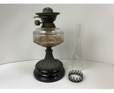Oil Lamp and Chimney (Collar Damaged) 
