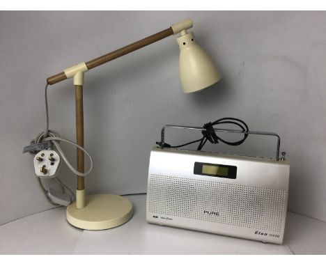 Table Lamp and Elan DAB Radio 