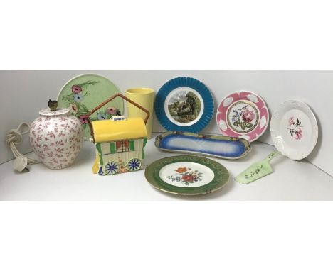 Ceramics etc - Coronet Ware Gypsy Caravan, Collectors Plates, Vase and Lamp Base etc 