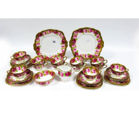 A 1920's/30's Royal Albert Twelve Setting China Tea Service, pattern 6241, comprising two sandwich plates, sugar and matched 