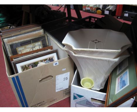 A Quantity of John Offord Watercolours, paints, pictures, mirror, table lamps, etc:- Two Boxes