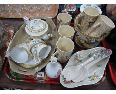 Noritake Tea for One Set, mugs, 'Bread' dish, Maling dish and servers, planter, etc:- One Tray