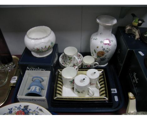 A Worcester Celebration 2001 Dish, Wedgwood 'Rosemeade' vase, Aynsley, etc:- One Tray