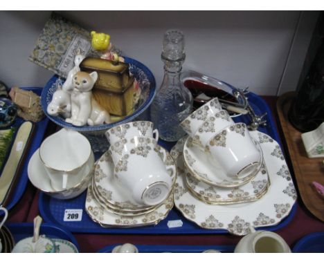 A Phoenix Tea Service, ruby glass bowl, cutlery, USSR lion cub, Nao ducks, etc:- One Tray