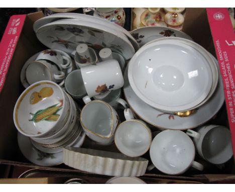 Worcester Evesham Pattern Part Dinner Service, including plates, bowls, cups, saucers, etc:- One Box