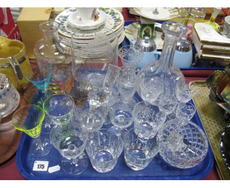 A Presentation Goblet, decanter, drinking glasses:- One Tray