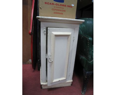 A Painted Early XX Century Pot Cupboard, oval mirror and slate top. (3)