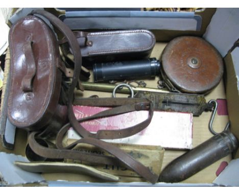 Raylite Binoculars, Spring scales, Chesterman tape, pruners, etc:- One Box