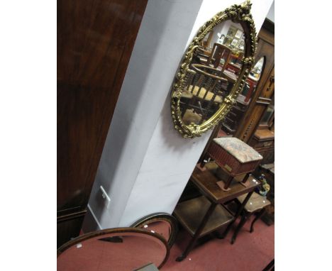 A 1920's Oval Bevelled Wall Mirror, a gilt framed wall mirror and two others. (4)