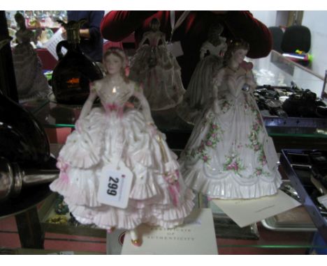 Royal Worcester Limited Edition China Figurines, 'Royal Debut' No. 2583 and 'Queen of Hearts' No. 9672, each with certificate