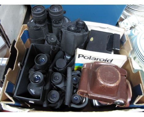 Optical Interest- Seven pairs of binoculars, including TCM 10x30x60, Oxford Sport 8x40, Sumit 8x26, etc, Polaroid camera, Nik