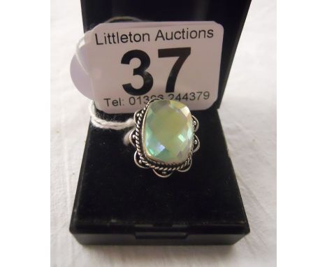 Silver stone set ring
