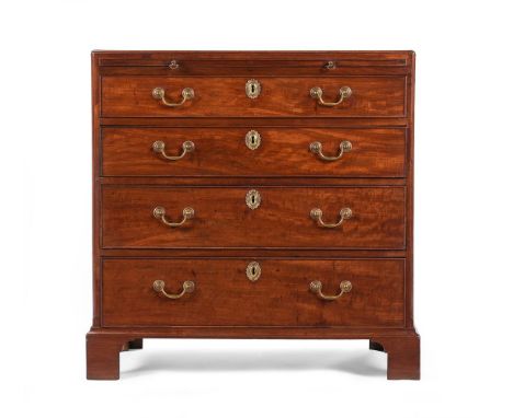 A GEORGE III 'FIDDLEBACK' MAHOGANY BACHELOR'S CHEST OF DRAWERS CIRCA 1770 With caddy moulded top78cm high, 79cm wide, 47cm de