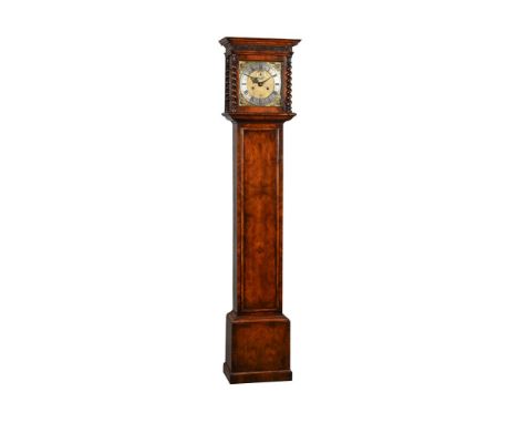 A WALNUT EIGHT-DAY LONGCASE CLOCK SIGNED FOR BROUNKER WATTS, LONDON, LATE 17TH CENTURY AND LATERThe four finned pillar inside