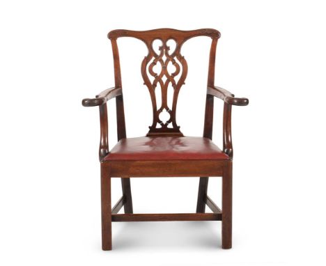 A GEORGE II MAHOGANY OPEN ARMCHAIRIN THE MANNER OF THOMAS CHIPPENDALE, CIRCA 176597cm high, 76cm wide, 56cm deep overall 