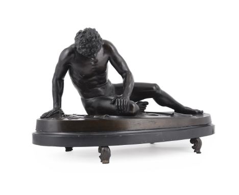 AUGUSTO ROHRICH (ITALIAN, 19TH CENTURY) A BRONZE FIGURE 'THE DYING GAUL' AFTER THE ANTIQUE ITALIAN, 19TH CENTURYThe figure on