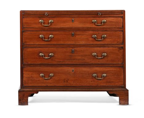 A GEORGE III MAHOGANY CHEST OF DRAWERSCIRCA 1780With caddy top, brushing slide, panel back and laminated bracket feet84cm hig