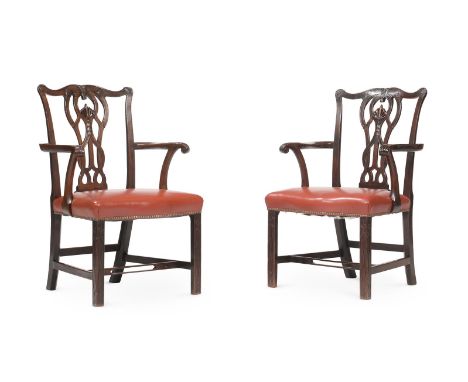 A PAIR OF GEORGE III MAHOGANY OPEN ARMCHAIRSIN THE MANNER OF THOMAS CHIPPENDALE, CIRCA 1780 each 94cm high, 62cm wide, 56cm d