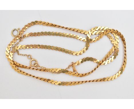A 9CT GOLD S LINK CHAIN, approximate width 2.6mm, fitted with a spring clasp, hallmarked 9ct London import, with additional s