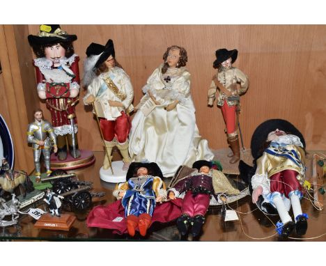 A COLLECTION OF KING CHARLES I THEMED PUPPETS AND DOLLS, ETC, including Devereaux Models of Charles I and Henrietta Maria, tw