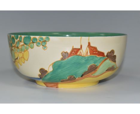 A CLARICE CLIFF 'SECRETS' DESIGN BOWL, diameter 21cm, cream interior, printed mark to the base Clarice Cliff Wilkinson Ltd. E