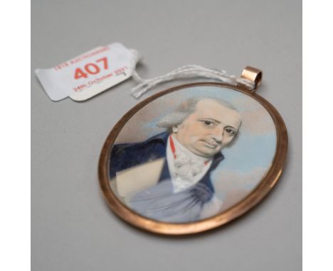 A Victorian miniature portrait study of a Napoleonic gentleman very finely executed brush work with no signature visible. Hou
