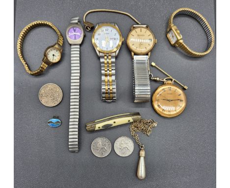 Selection of vintage and modern watches and odds; Sekonda 17 jewels- USSR, Sekonda 23 jewels Pocket watch- USSR, Rolson pocke